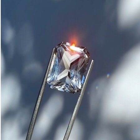 Natural AAA White emerald cut herkimer