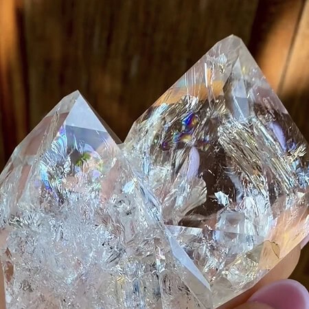 Natural double terminated herkimer heart crystal