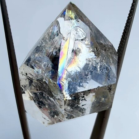 Salt pepper rainbow herkimer point