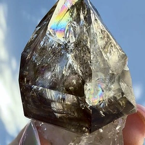 Dark Smoky Herkimer Rainbow Point